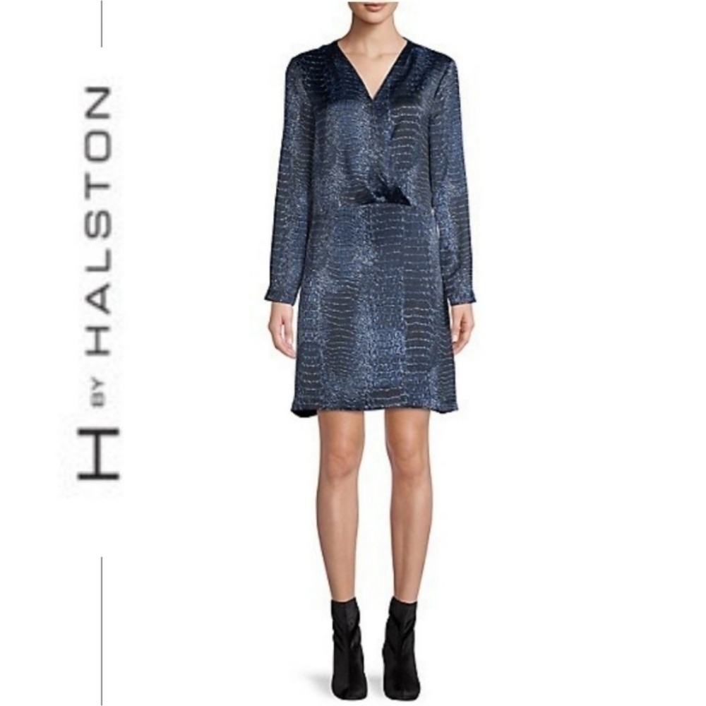 𝅺h by  Halston  V-Neck Crossover‎  Dress